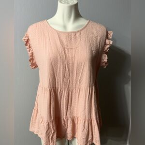 Maurices Pink Ruffled Cap Sleeve Blouse